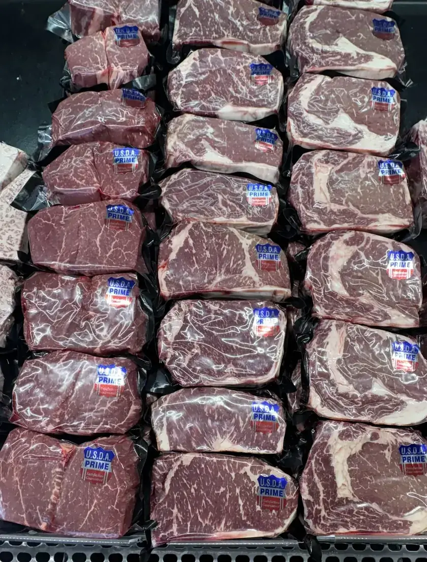 Fresh prime beef in the display case